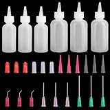 kayqbonke 6 Stück Nadelflaschen-Applikator, 50ml/100ml Dosierflasche, Nadelspitzen Quetschflasche, Leimflasche Leer mit Feinen Spitzen und Kappen für Flüssigkeiten, Kleber, Tinte, Acrylfarben