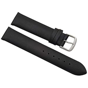 19 mm kalfsleer horlogeband Made in Germany in zwart met zilverkleurige gesp MJ-Design-Germany incl. Myledershop montage-instructies, zwart, Met bandjes