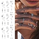 YLOKO Temporary Finger Tattoos, 3 Sheets Tiny Semi-permanent Hand Tattoo for Women Adults, 7-14 Days Long Lasting Waterproof Realistic Look Small Tattoos Sticker - Spectacular Fireworks