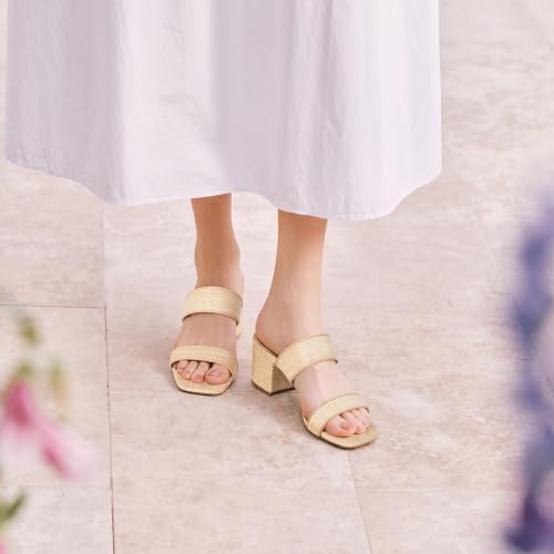 Image of DOBOLIN Two Strap Women's Heels 2-Inch Dressy Sandals Wide Feet Friendly