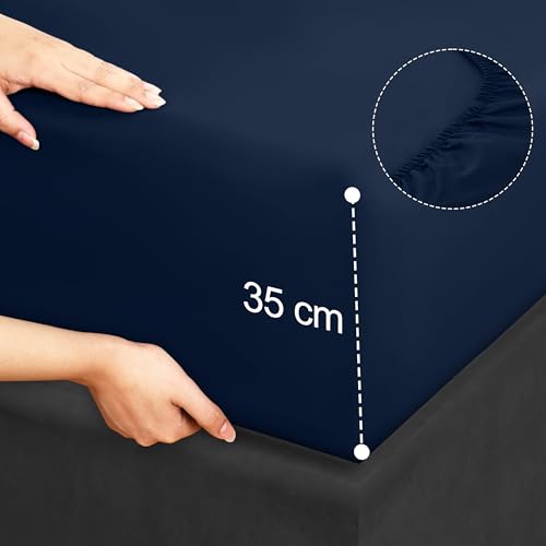 Utopia Bedding - Set Lenzuola Letto Singolo 3 Pezzi 90X190 Cm - Spazzolata Poliestre Di Microfibra - Oeko-Tex Certificato - Lenzuolo Con Angoli, Lenzuolo Piatto E 1 Federa 50X75, Blu Navy - 5