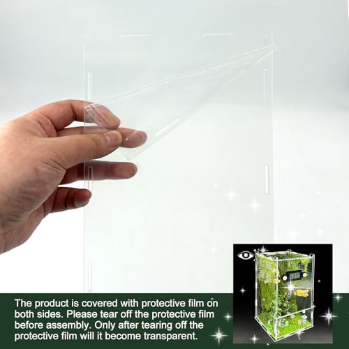 Jumping Spider Enclosure Kit,(Contains All Components) DIY Insects Habitat,Small Reptile Terrarium Glass House Accessories Set,with Temperature and Humidity Detector.5.5“x5.5”x9.5“ (Green) - 4