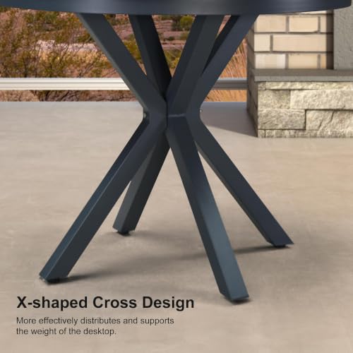 Image of PURPLE LEAF Patio Round Dining Set 5 Pieces with Backs, Beige and Dark Grey