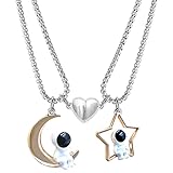 INENIMARTJ Matching Couples Astronaut Pendant Necklaces,2Pcs Stainless Steel Astronomy Spaceman Promise Mutual Attraction Jewelry Valentine's Day Jewelry for Husband Wife (D)