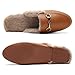 Minorsu Buckle Fur Brown Mules for Women Slip on Loafers Closed Round Toe Backless Flat Mules Comfortable Slides Shoes