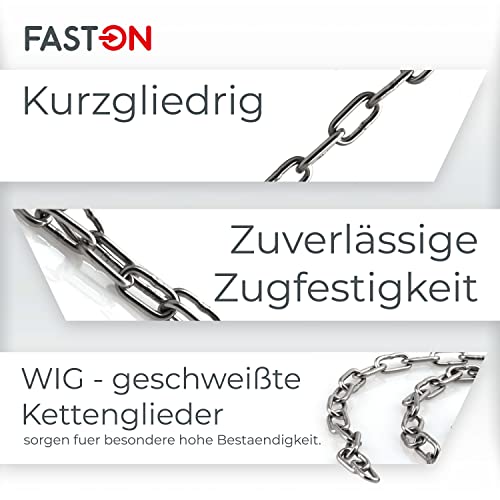 Ankerkette Faston Kette kurzgliedrig Ø 2 mm Edelstahl A4
