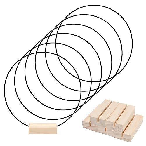 6x Metallringe 30cm Mit Holzständern - DIY Bastelset Für Dekoration