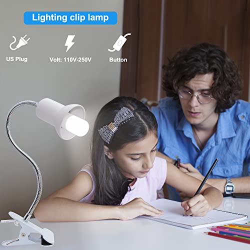 Flexible Clip Lamp Holder, Clip Desk Lamp Holder,Iron, Clamp Lamp Fixture With 40Cm Swing Arm, Clamp Clip On Light For Reading Bed Headboard Computer Home Office #TOP5