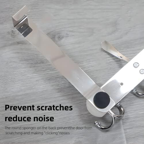 yozhch Over Door Hooks Hanger for Bedroom, Heavy Duty Stainless Steel Coat Hook, Wall Mounted Towel Rack 2 Pack 5 Tri Hooks, Suitable for 3.5CM to 4.5CM Thick Doors