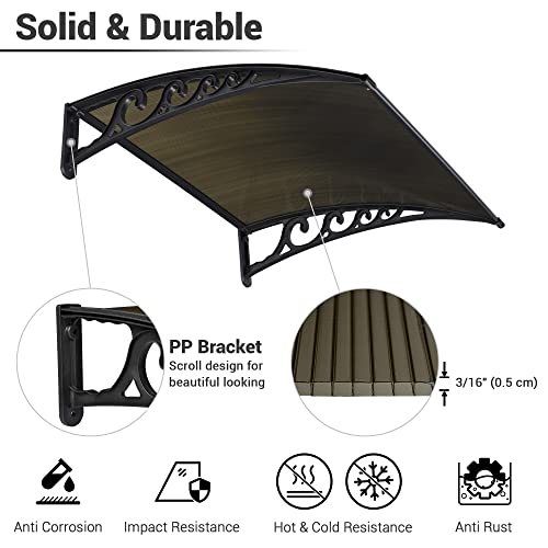 Yescom 40X40 Patio Door Window Awning Outdoor Canopy Cover Uv Rain Snow Protection One-Piece Polycarbonate Hollow Sheet #TOP5