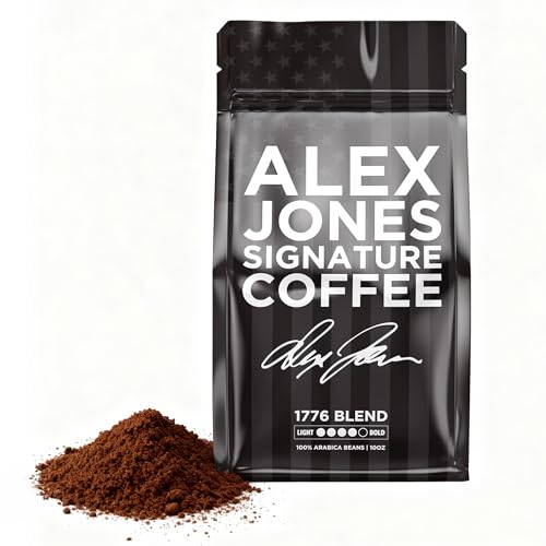 Alex Jones Naturals Organic Dark Roast Arabica Coffee - Signature 1776 Blend - Bold, Smooth & Rich Flavor with Clean Finish – Freshly Roasted Colombian and Brazilian Coffee – 10 oz Bag