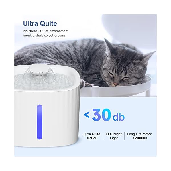 Nestling Katzenbrunnen, 3L Automatische Trinkbrunnen mit LED-Wasserstandfenster, Ultraleiser Katzentrinkbrunnen mit 3 Aktivkohlefilter für Katze, Hunde und Mehrere Haustiere – Bild 6