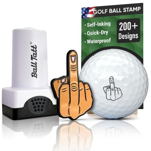 Golf Ball Stamp, Finger Ball Marker, Quick-Dry Waterproof Self-Inking Stamper Marker, Reusable Permanent Marking Tool to Identify Golf Balls, Ideal Gift for Golfers, Dads, Father’s Day, Retirement
