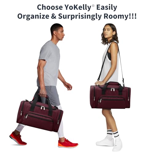 Image of 17 inch Small Duffle Bag, Burgundy | 25L, Multi Pockets, Carry On, Weekender Bag, Travel Gym Sport