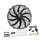 ventilador refrigeración coche Ventilador Radiador Refrigeración Eléctrica Ventilador Delgado 16' Ventilador Refrigeración Radiador Eléctrico 12V Alta Resistencia Confiable Vaivén