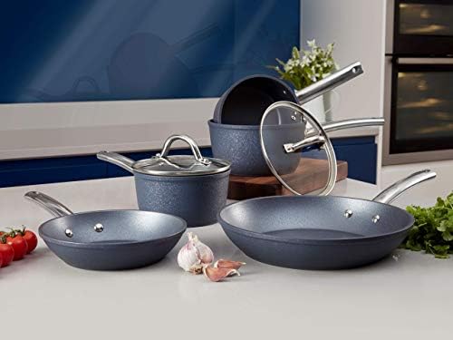 Tower T900022 Ice Diamond Induction Pot and Pan Set, Non Stick, Easy to Clean, Grey, 5 Piece, 16/18/20 cm Saucepans, 20/28 cm Frying Pans