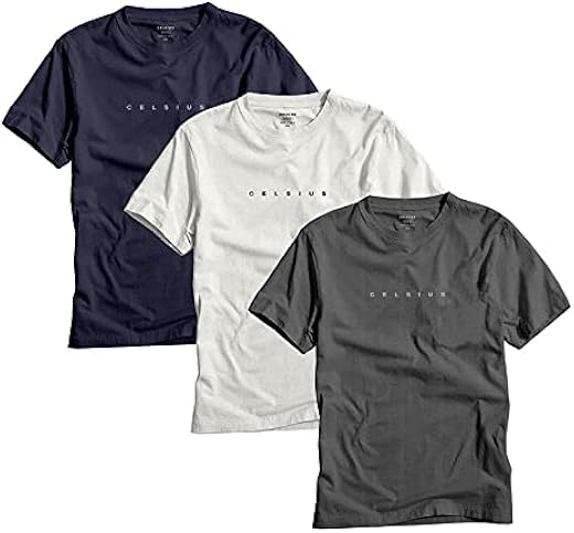 Celsius Men's Crew Neck Half Sleev Slim FIT T-Shirt (Pack of 3)