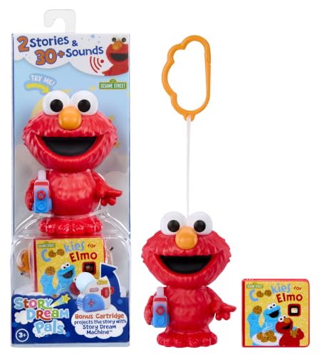 Little Tikes Story Dream Pals Sesame Street Elmo, Interactive Story Telling 4” Figure with Bonus Story Cartridge, Talks, Lights Up, Key Chain, Ages 3+