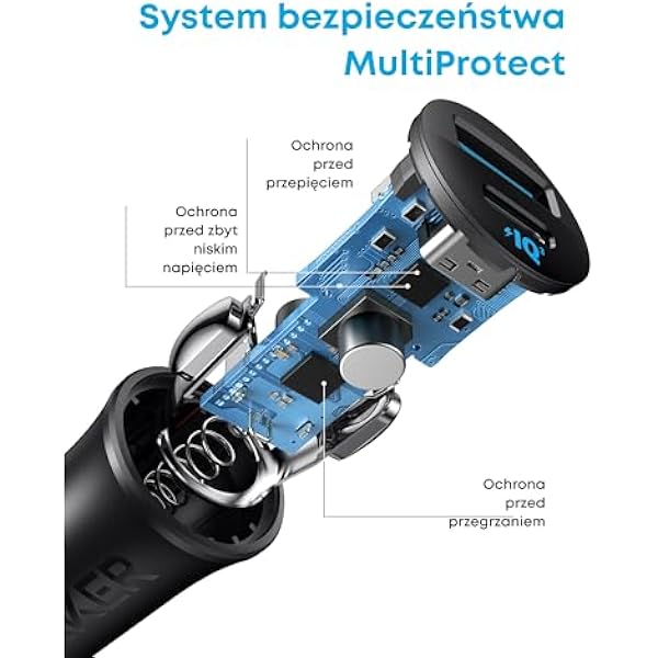Anker ładowarka samochodowa USB-C 30 W 2 porty PowerIQ 3.0 Ładowarka samochodowa Anker USB-C 30 W 2 porty PowerIQ 3.0 szybkie ładowanie iPhone Samsung Pixel
