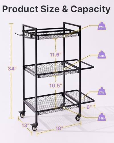 YOTTOY 3-Layer Gym Storage Rack – Multi-Functional Weight Rack for Home Gym, Yoga Mat Holder & Foam Roller Basket with 6 Hooks, Gym Equipment Organizer (Black)