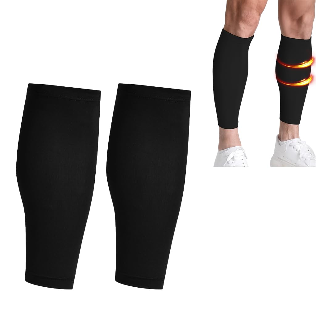 Proberos® Calf Compression Sleeves for Men & Women Stretchy Ice Silk Breathable Leg Sleeves, Breathable Quick Dry Anti-slip Shin Support Calf Sleeve for Running, Cycling, Exercise, 1 Pair, Black