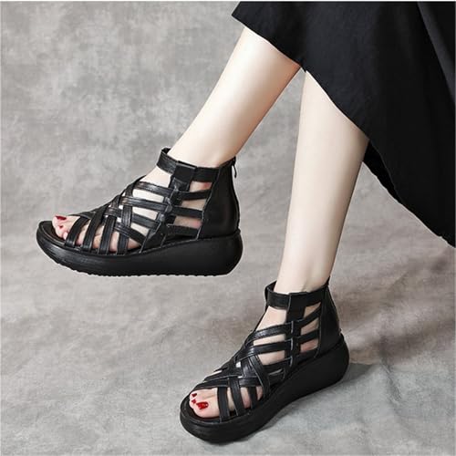 Shoes Wedges Sandals Vintage Open Toe Cross Platform4