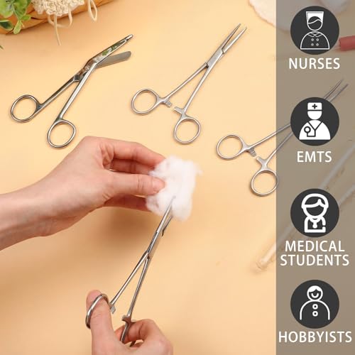 Image of BBTO Hemostat Curved and Straight Hemostat Forceps Piercing Pliers Forceps, Stainless Steel Straight and Curved Pliers, Fishing Tweezer (Silver,3 Pcs)
