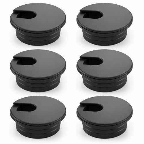 Andibro 6 unidades de pasacables para escritorio de 1,5 pulgadas, cubierta de orificio para cables de plástico para gestión de cables en mesas de computadora y estaciones de trabajo de oficina