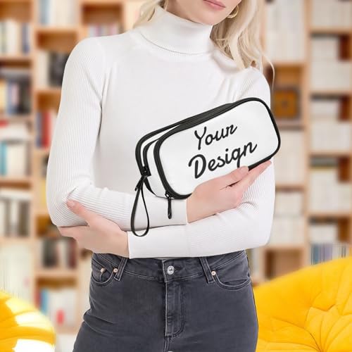 Image of Pencil Case Large Pen Bag with Zipper Custom Design | 3-Compartment Aesthetic Pencil Pouch Stationery Storage and Organizer, Marker Case School Supplies for Teen Adult Girls Boys