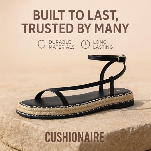 CUSHIONAIRE Bombay Women’s Espadrille Ankle-Strap Sandals with Jute-Wrapped Platform & Memory Foam Footbed3