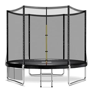 JUMMICO Trampolin Outdoor Ø 183/228/305/366/427 cm, Gartentrampolin für Kinder mit Leiter und Seitentasche (Schwarz,228cm)