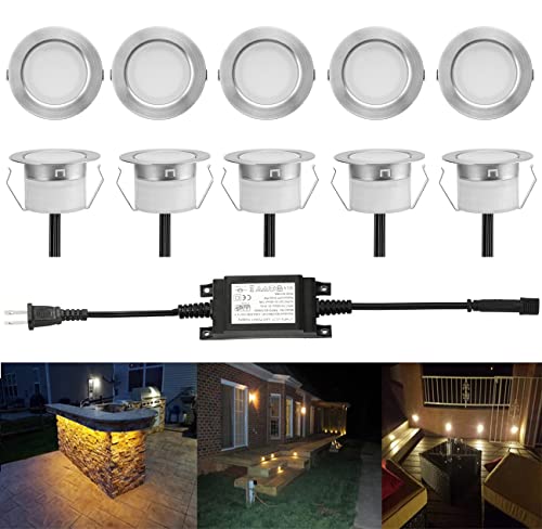 Sumaote Low Voltage Led Deck Light Kit Φ1.77 Waterproof Recessed Deck Lamp Led In-Ground Lights For Step Stairs Outdoor Garden Yard Patio Landscape Decor Warm White, Pack Of 10 #TOP7