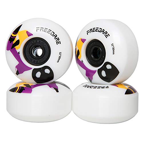 FREEDARE Skateboard Wheels 52mm with Bearings and Spacers Installed (Pink, Pack...