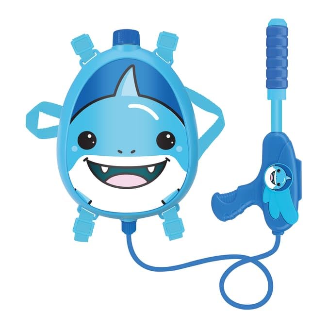 Let's Play Water Blaster Backpack, Frog Theme, 1.5 Litre, Lightweight, Kids Summer Water Fight Toy, Includes Blaster and Connecting Tube