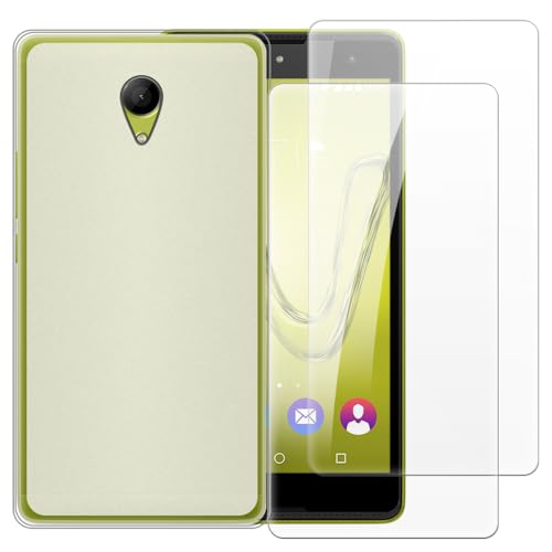 Shantime Coque avec 2 pièces Protection Compatible avec Wiko Robby, Étui Antichoc + Verre Trempé pour Sécurité Totale(Blanc)