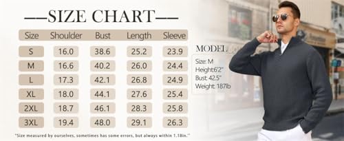 Men's Sweater Winter Warm Zip Up Pullover Knit Mock Neck Soft Solid Color Long Sleeve Sweaters4