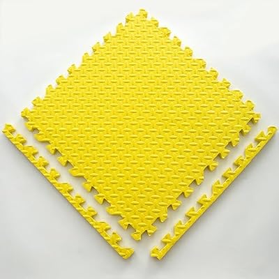 OOWK 16-Piece Bedroom Puzzle Square Thickened Floor Mat, Interlocking Foam Puzzle Floor Mat, Used in Living Room, Bedroom Full Floor Mat(Size:12x12inch,Color:Yellow)