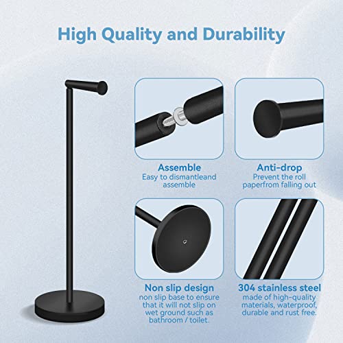 Rrm Bathroom Free Standing Toilet Paper Holder With Reserve Storage 3-4 Toilet Paper Rolls, 22-Inch Stainless Steel Stand (Matte Black) #TOP2