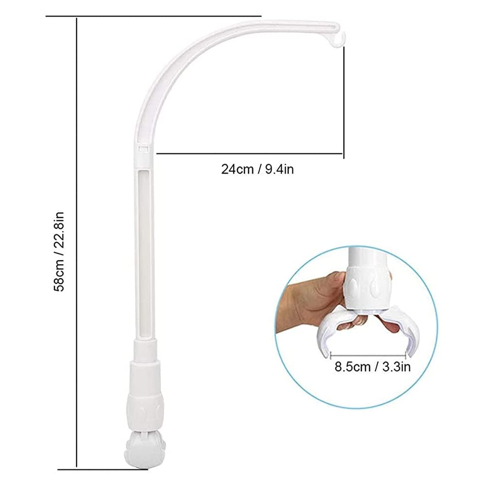 Baby Mobile Crib Holder,Baby Mobile Hanger, Baby Bed Bell Stand, Children's Bed Mobile Claw Poles with Adjustable Mobile Holder, Hanging Arm Holder for Hanging Toys, White