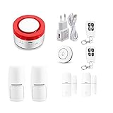 【Hinzufügen von 433 Mhz Detector / Remote】 Koppeln Sie einfach die 433 Mhz Türklingel / PIR Bewegungssensor / Fernsteuerung der Sirene, unterstützt max. 8 Stück 433 Mhz Fernbedienungen, kabelloser Detektor 24 Stück 433 Mhz