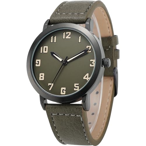 Reloj de hombre NUOVO con esfera grande blanca, números arábigos, correa negra, reloj de hombre, verde, Moderno