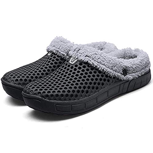 Eliogn Women's and Men's Winter Warm Slippers with Fleece Lining Breathable Clogs Garden Mules for Adults Unisex Home Slippers