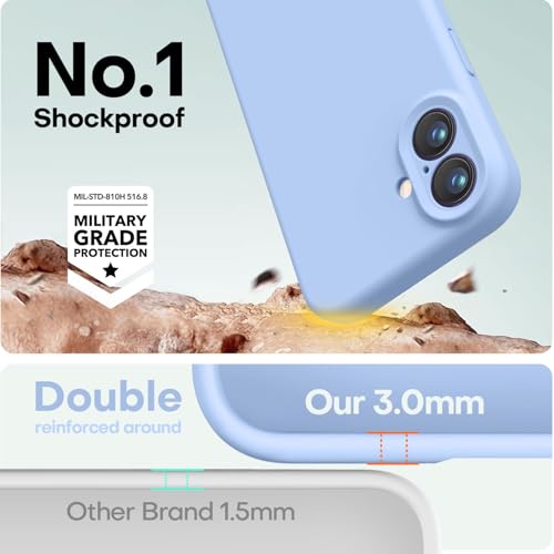 Image of LOVE 3000 Designed for iPhone 16 Case, Premium Silicone with [Soft Anti-Scratch Microfiber Lining] Shockproof Protective Phone Case for Men Women Girls 6.1 inch, Light Blue