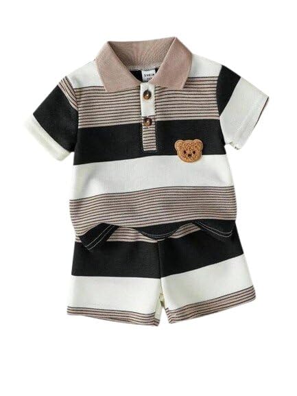 Baby Boy Colorblocked Cotton Dress Set Short Sleeve T Shirt Shorts Kids Comfortable Soft Daily Outfit-image-46