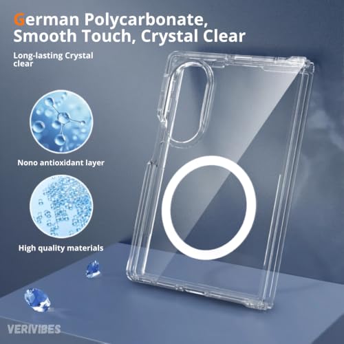 Image of Ultra Hybrid Clear Case Compatible with Samsung Galaxy Z Fold 8 Wide | Magnetic Wireless Charging 360 Hinge Protection | Anti Yellow Shockproof Drop Protection Cover - Transparent