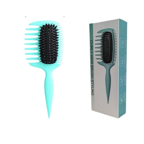 Grande brosse bouclée verte pour démêler sans douleur les cheveux épais