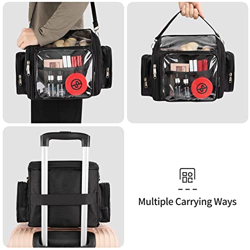 Makeup Brush Bag, Large Makeup Brush Holder Case With Removable Acrylic Organizers, Professional Makeup Artist Cosmetic Storage Bag, Waterproof Travel Make Up Case With Adjustable Strap And Dividers #TOP4