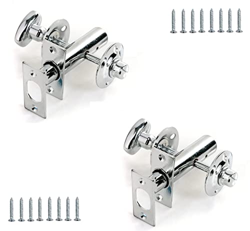 Image of TERF® Heavy Duty Polished Chrome 60mm Thumb Turn Security Bolt Door Lock and Emergency Coin Release Thumb-turn Privacy Door Lock with Fixing Screws For Toilet Bathroom - Pack of 2