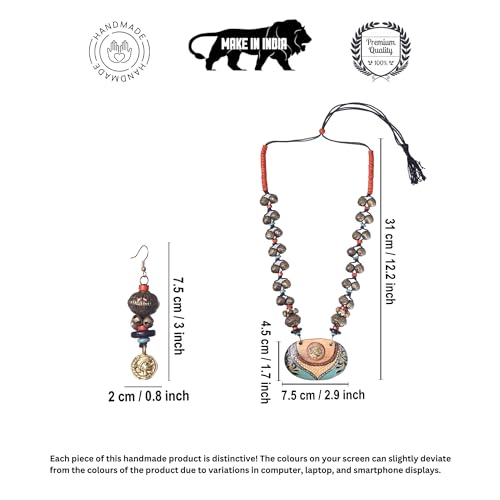 Image of AAKRITI ART CREATIONS Handcrafted Women's Jewelry Set - Ethnic Necklace and Earrings, Fashion Accessories for Special Occasions & Celebrations