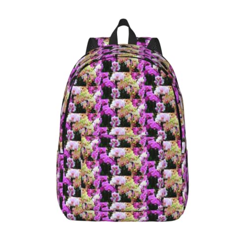 Mochila de lona para libros CHAbu Orchids color negro tamano S ideal para universidad y trabajo casual
